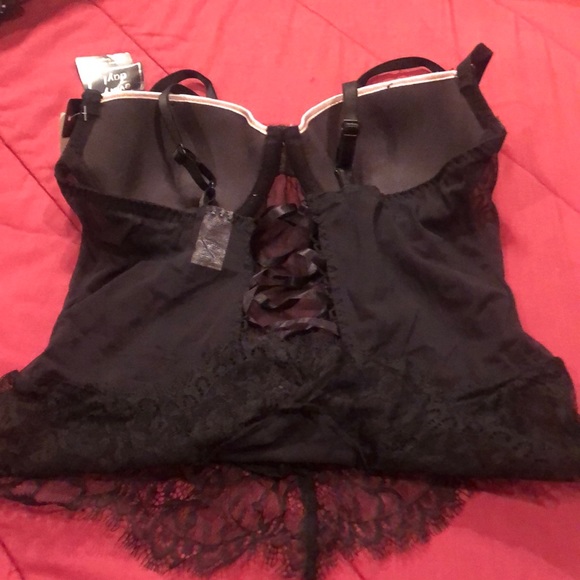 Delicates - Small - Pink and Black - Molded Cup - Back Lace Corset Bra - Picture 5 of 7
